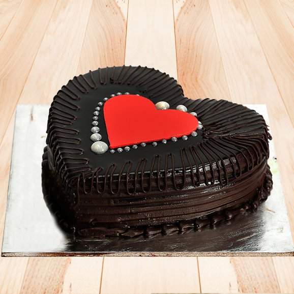 Buy Online Half Kg Heart Shape Truffle Cake Send India